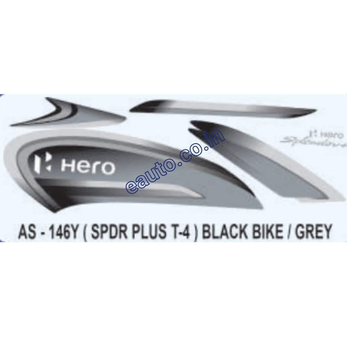 Graphics Sticker Set for Hero Splendor Plus | Type 4 | Black Vehicle | Grey Sticker | Both Sides