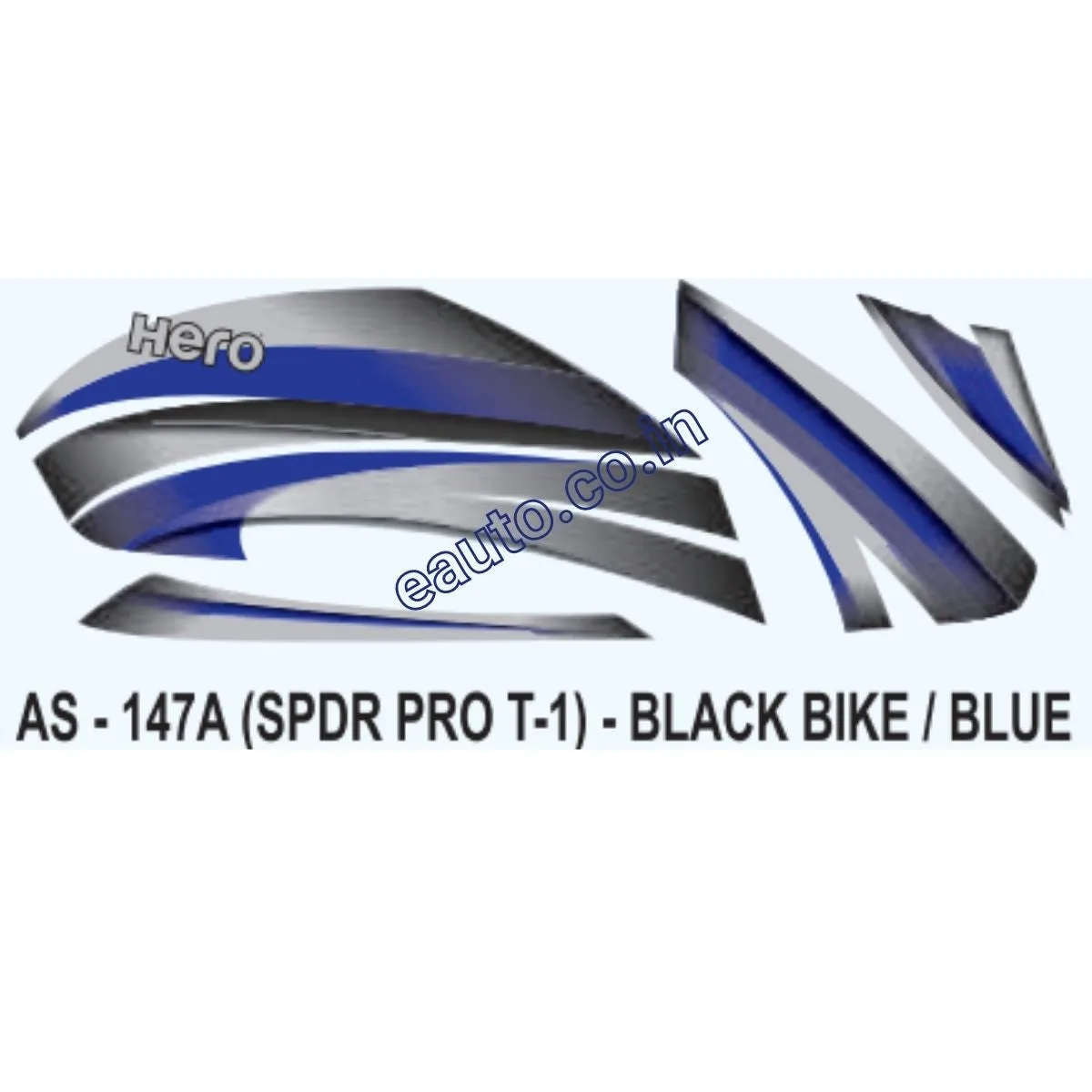 Graphics Sticker Set for Hero Splendor Pro | Type 1 | Black Vehicle | Blue Sticker | Both Sides
