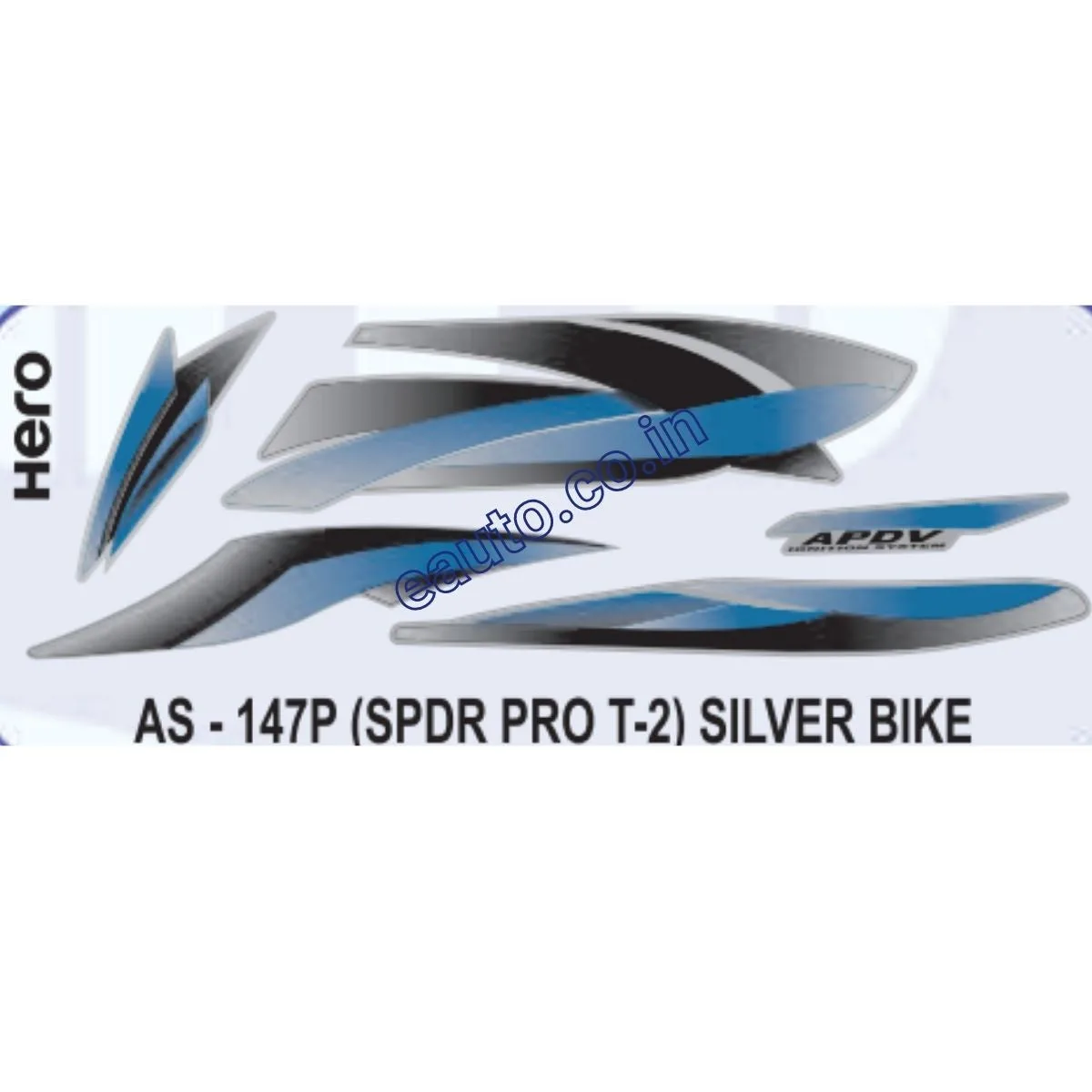 Graphics Sticker Set for Hero Splendor Pro | Type 2 | Silver Vehicle | Both Sides