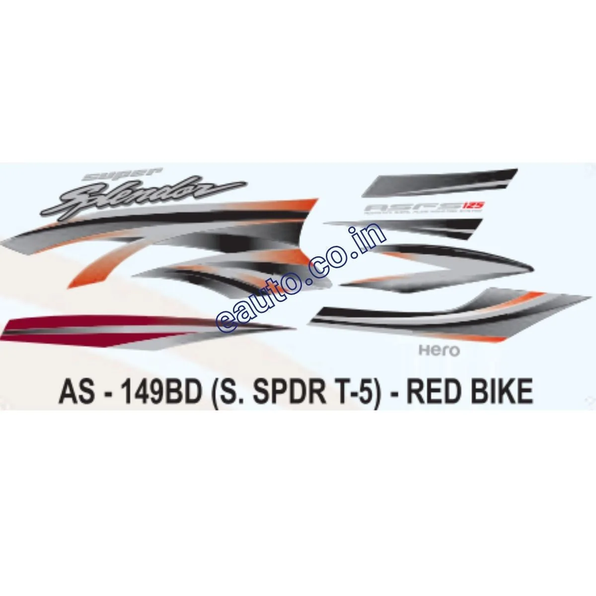 Graphics Sticker Set for Hero Super Splendor 125 | Type 5 | Red Vehicle | Both Sides