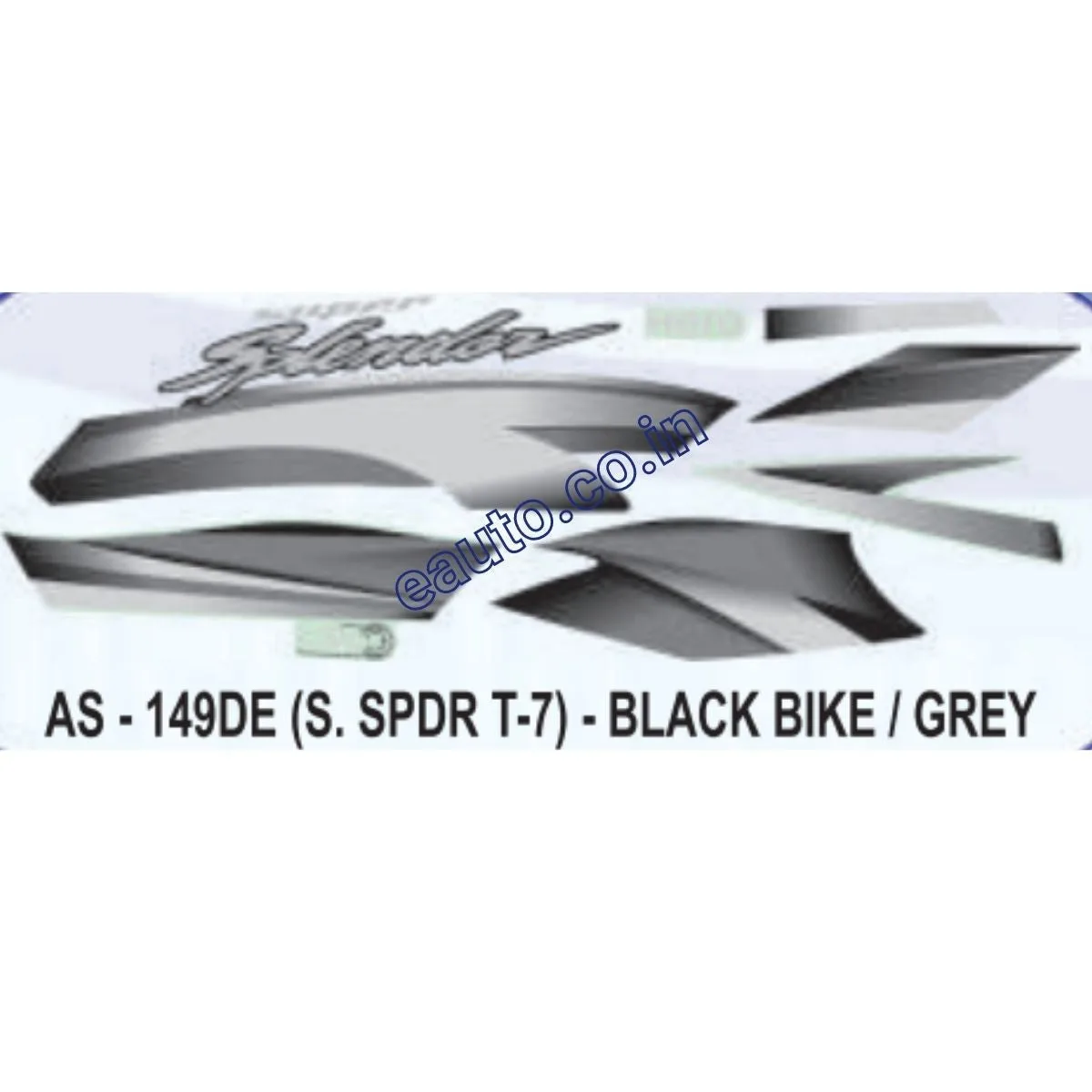 Graphics Sticker Set for Hero Super Splendor i3S | Type 7 | Black Vehicle | Grey Sticker | Both Sides