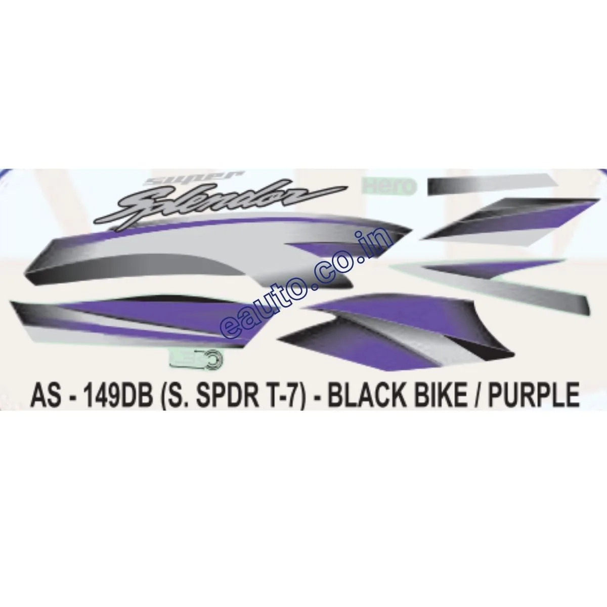 Graphics Sticker Set for Hero Super Splendor i3S | Type 7 | Black Vehicle | Purple Sticker | Both Sides