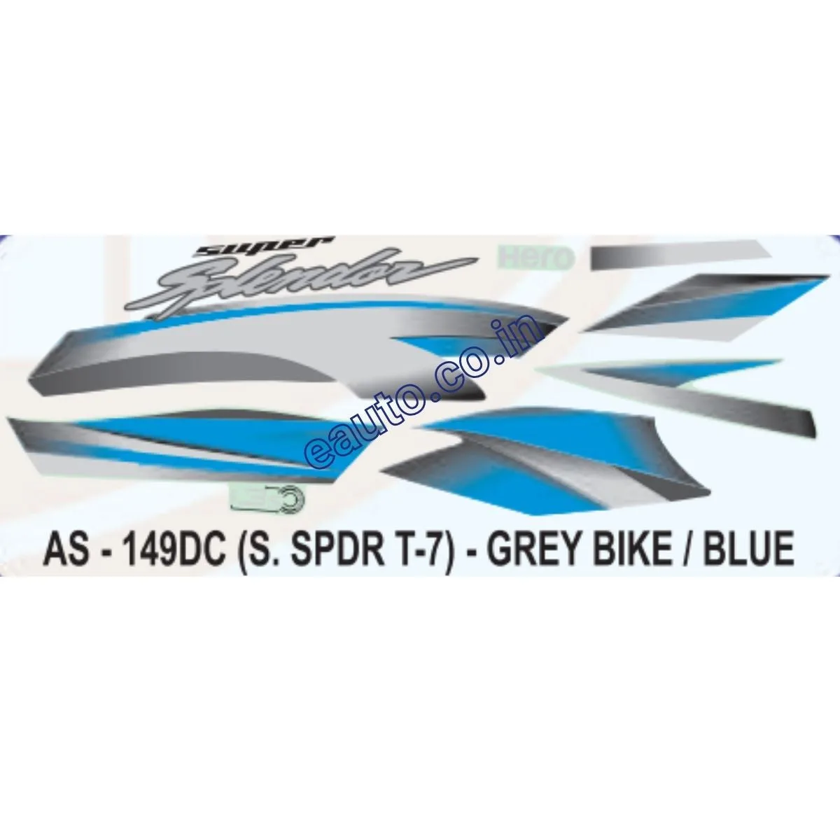 Graphics Sticker Set for Hero Super Splendor i3S | Type 7 | Grey Vehicle | Blue Sticker | Both Sides