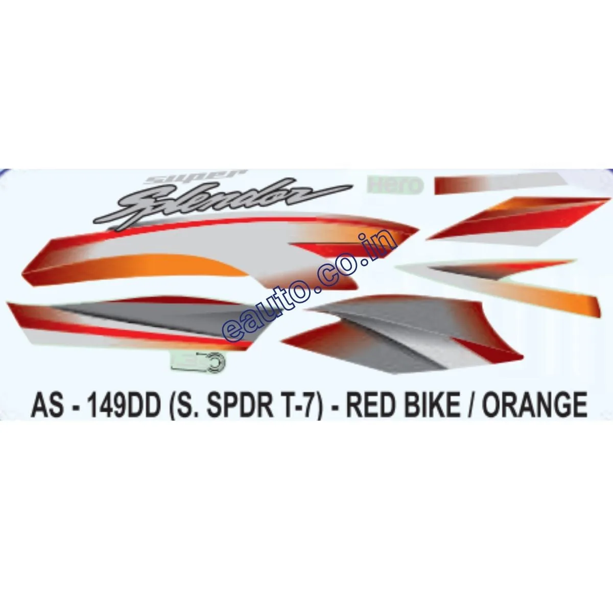 Graphics Sticker Set for Hero Super Splendor i3S | Type 7 | Red Vehicle | Orange Sticker | Both Sides