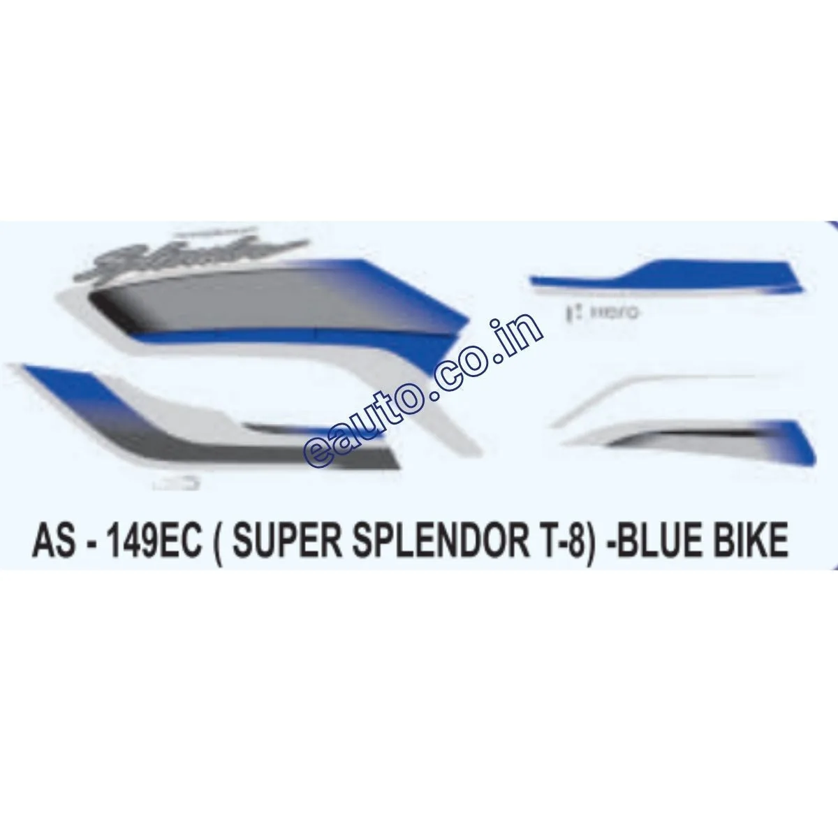 Graphics Sticker Set for Hero Super Splendor i3S | Type 8 | Blue Vehicle | Both Sides