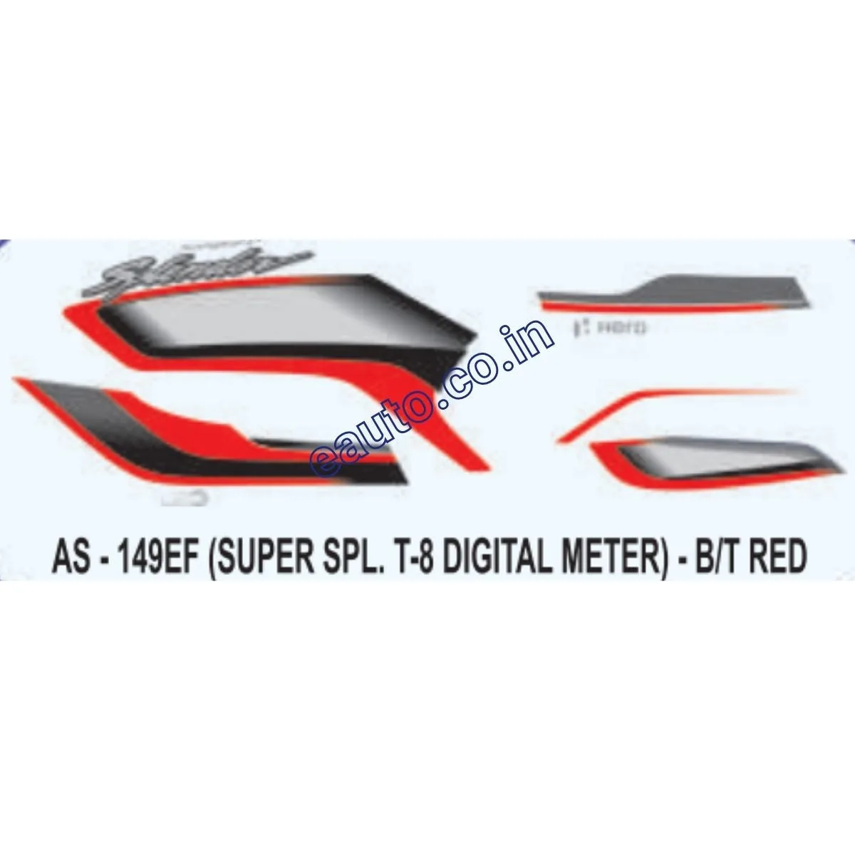 Graphics Sticker Set for Hero Super Splendor i3S | Type 8 | Digital Meter | Black & Red Sticker | Both Sides