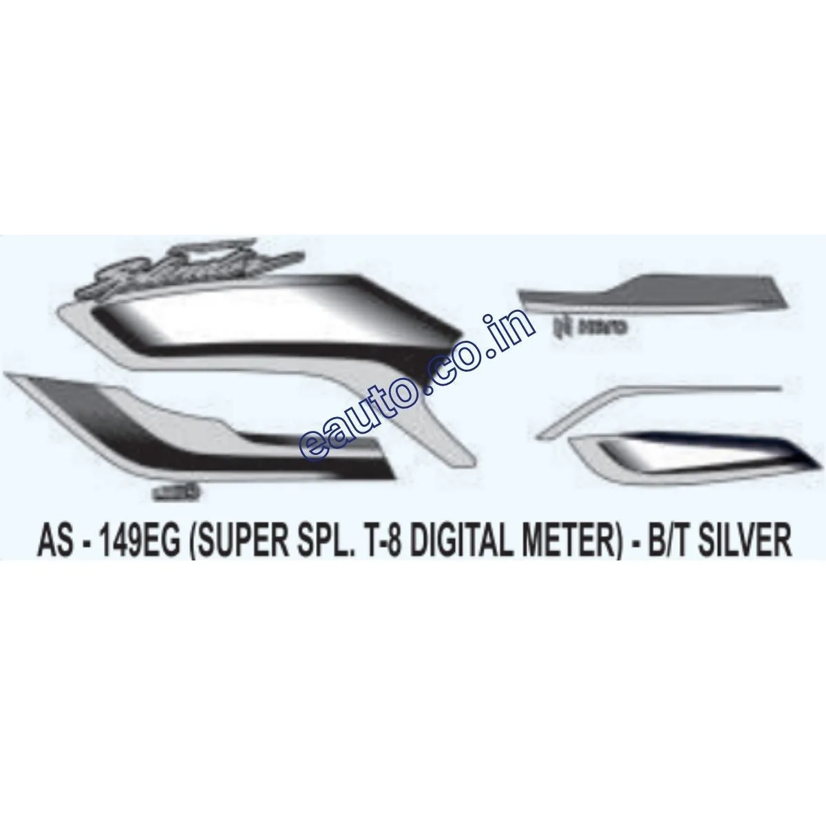 Graphics Sticker Set for Hero Super Splendor i3S | Type 8 | Digital Meter | Black & Silver Sticker | Both Sides