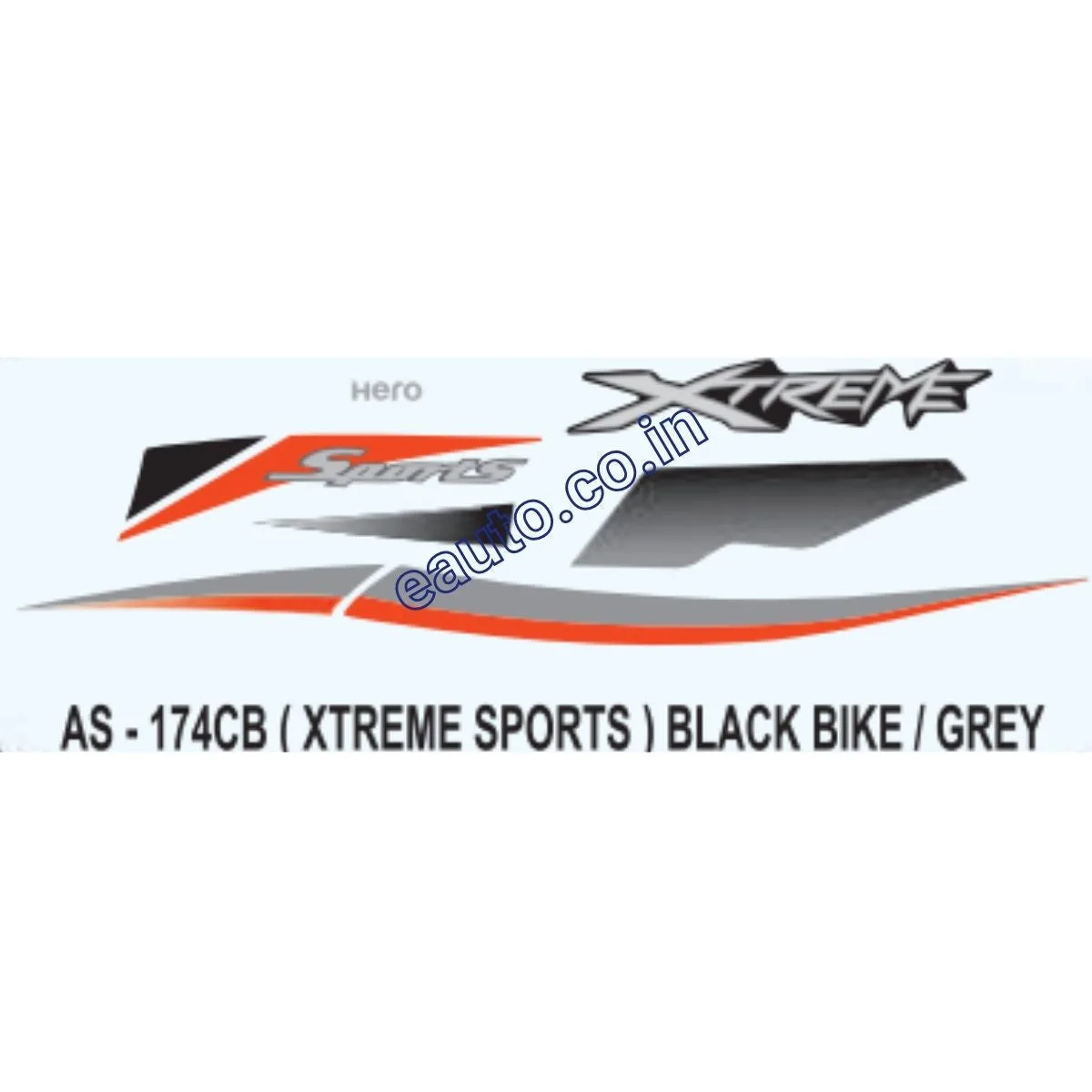 Graphics Sticker Set for Hero Xtreme Sports | Black Vehicle | Grey Sticker | Both Sides