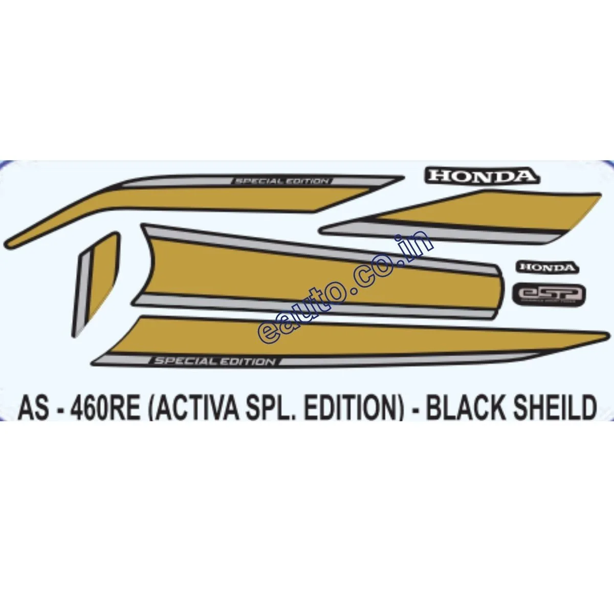 Graphics Sticker Set for Honda Activa | Special Edition | Black Shield Sticker | Both Sides