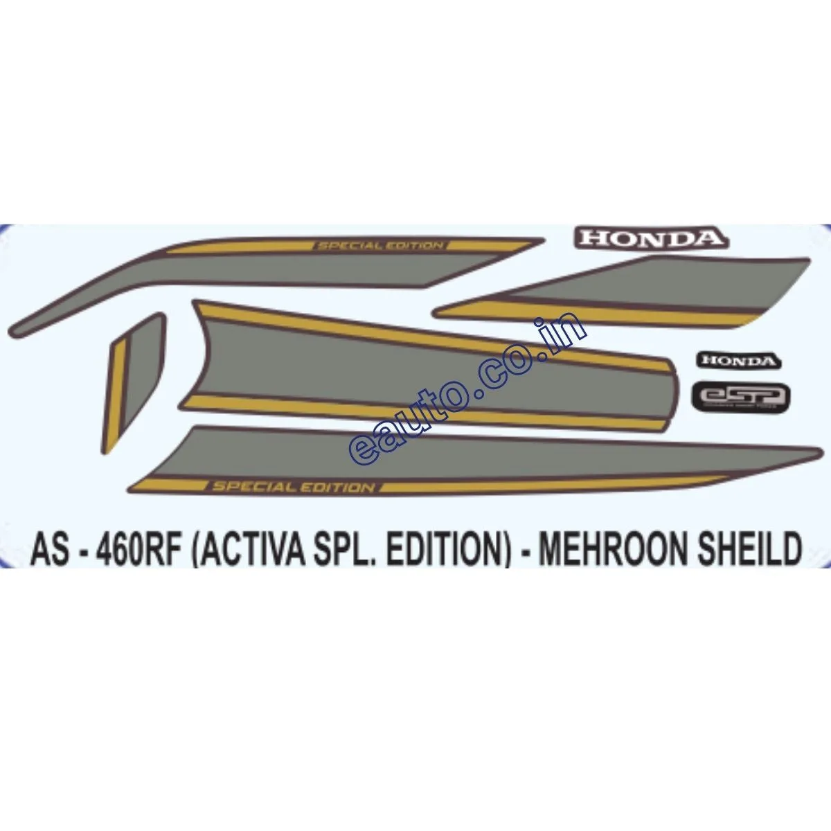 Graphics Sticker Set for Honda Activa | Special Edition | Mehroon Shield Sticker | Both Sides
