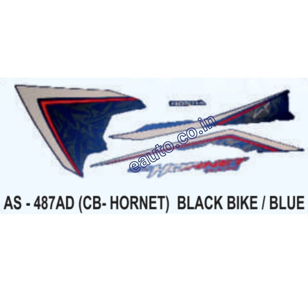 Graphics Sticker Set for Honda CB Hornet | Black Vehicle | Blue Sticker | Both Sides
