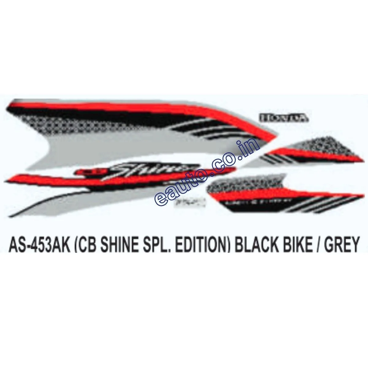 Graphics Sticker Set for Honda CB Shine | Special Edition | Black Vehicle | Grey Sticker | Both Sides