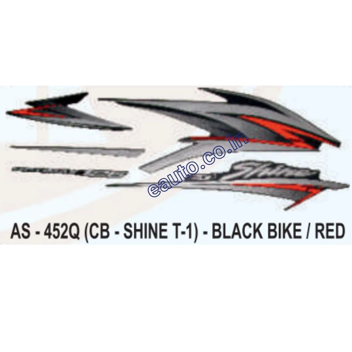 Graphics Sticker Set for Honda CB Shine | Type 1 | Black Vehicle | Red Sticker | Both Sides
