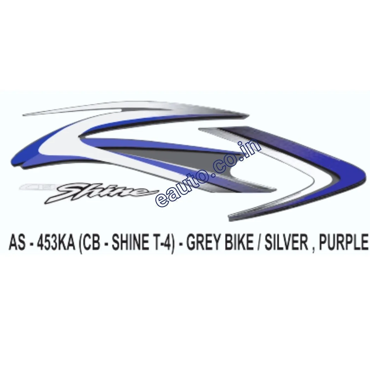 Graphics Sticker Set for Honda CB Shine | Type 4 | Grey Vehicle | Silver & Purple Sticker | Both Sides