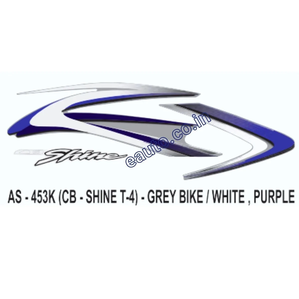 Graphics Sticker Set for Honda CB Shine | Type 4 | Grey Vehicle | White & Purple Sticker | Both Sides