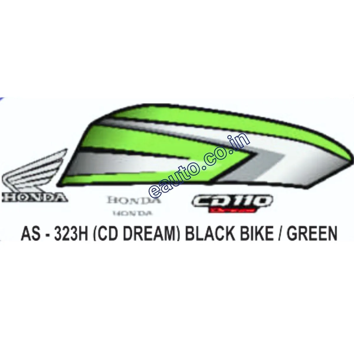 Graphics Sticker Set for Honda CD 110 Dream | Black Vehicle | Green Sticker | Both Sides