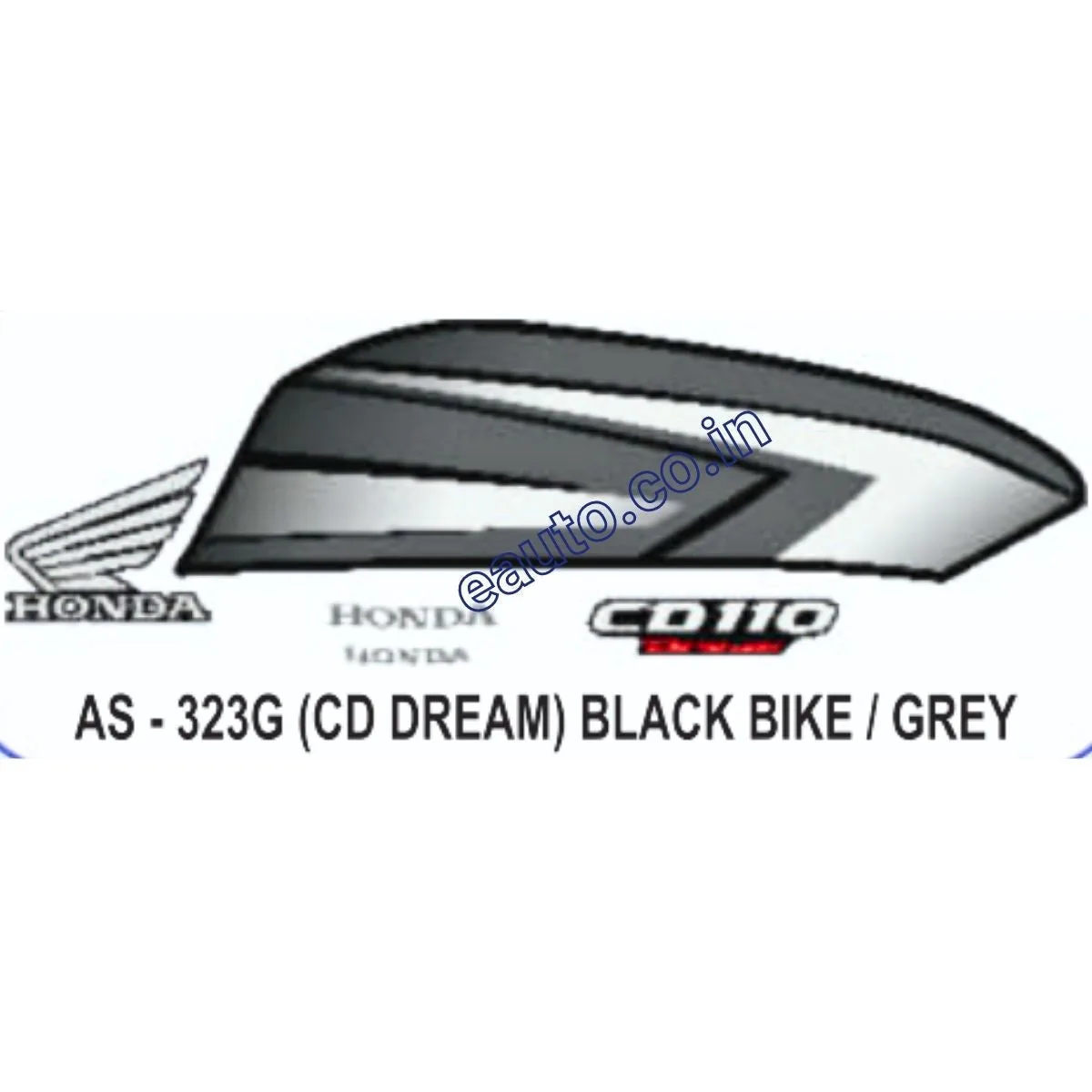 Graphics Sticker Set for Honda CD 110 Dream | Black Vehicle | Grey Sticker | Both Sides
