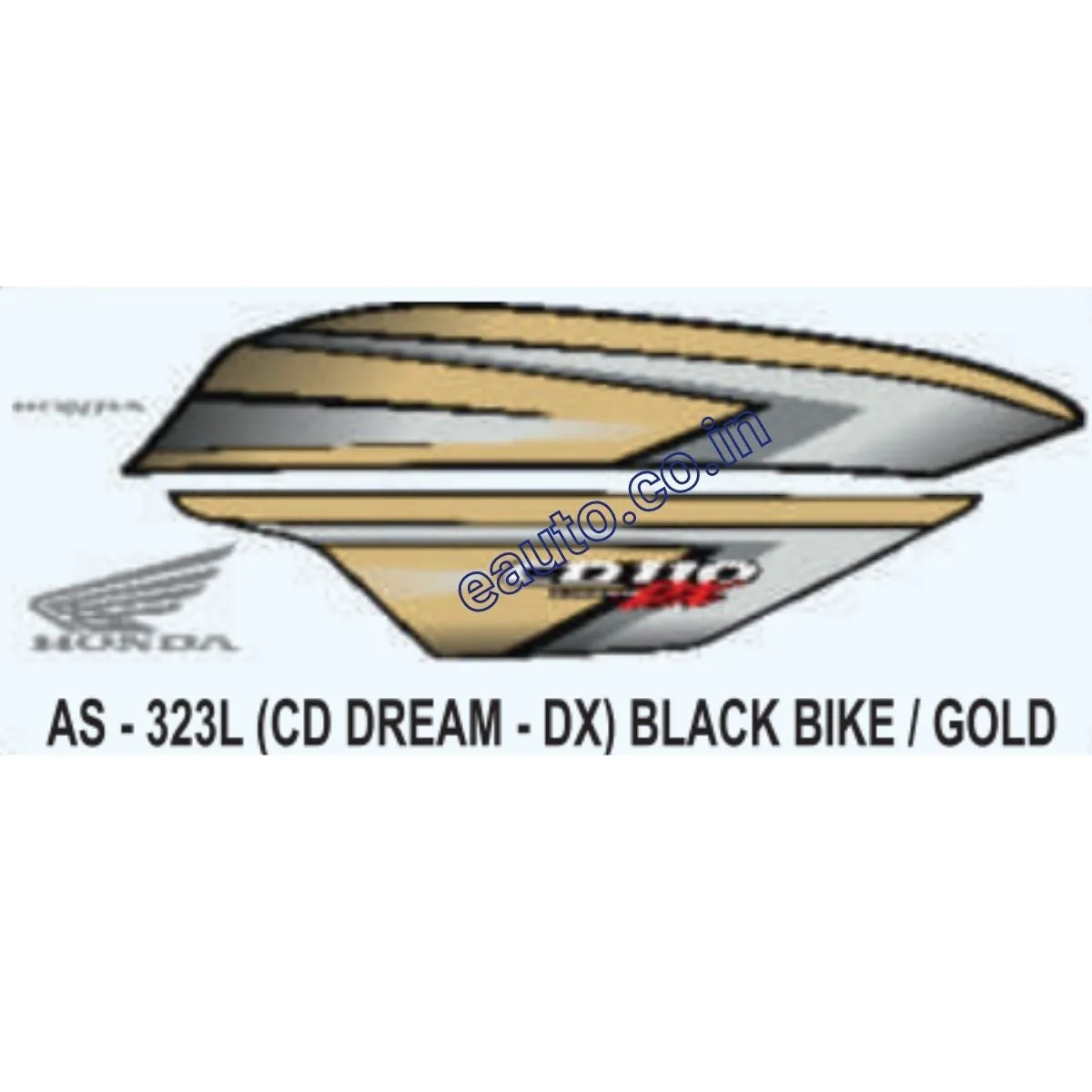 Graphics Sticker Set for Honda CD 110 Dream DX | Black Vehicle | Gold Sticker | Both Sides