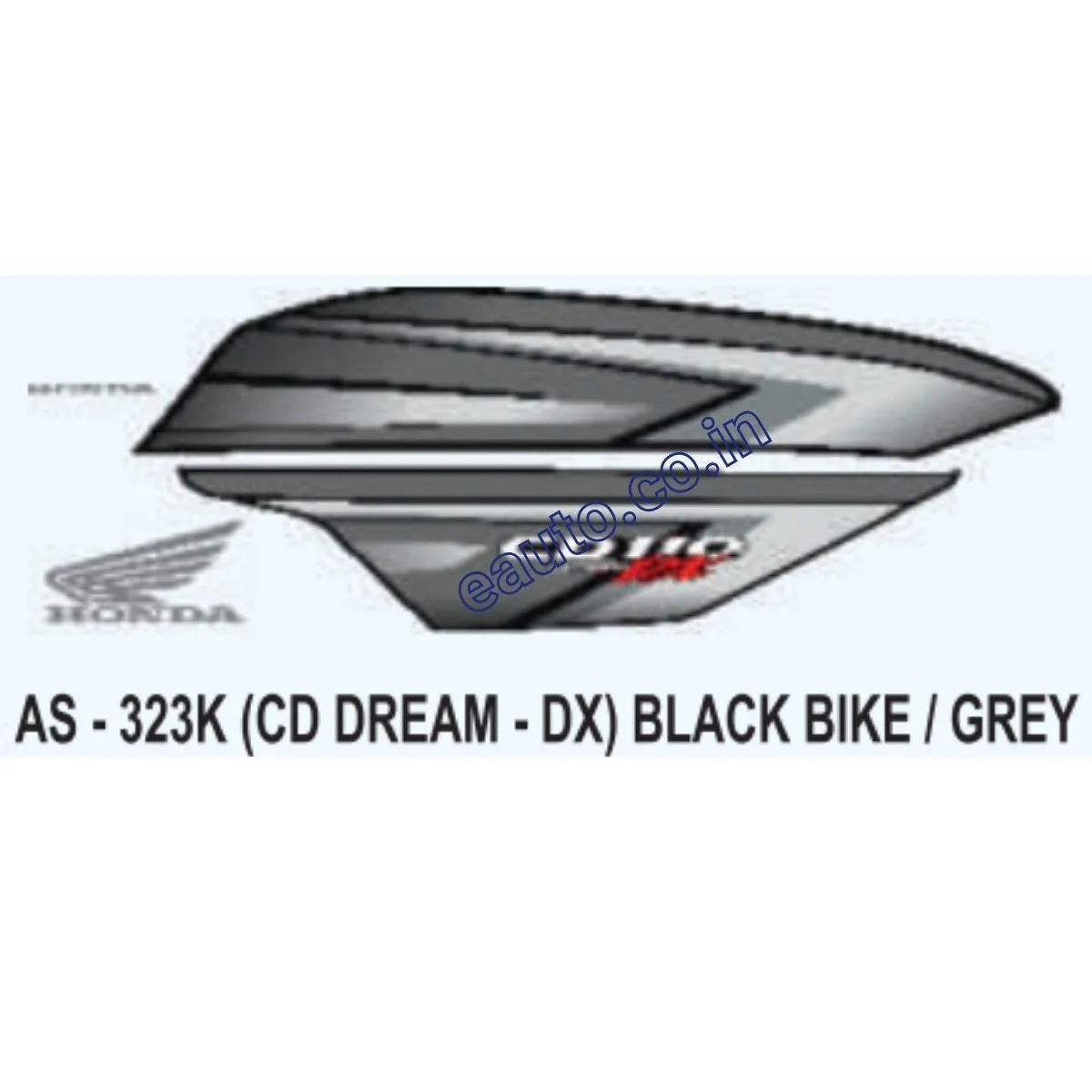 Graphics Sticker Set for Honda CD 110 Dream DX | Black Vehicle | Grey Sticker | Both Sides
