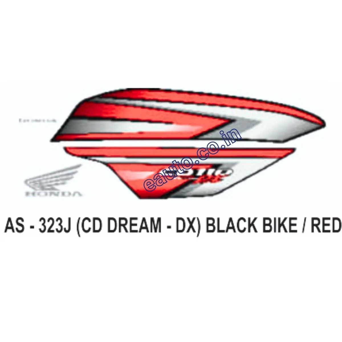 Graphics Sticker Set for Honda CD 110 Dream DX | Black Vehicle | Red Sticker | Both Sides