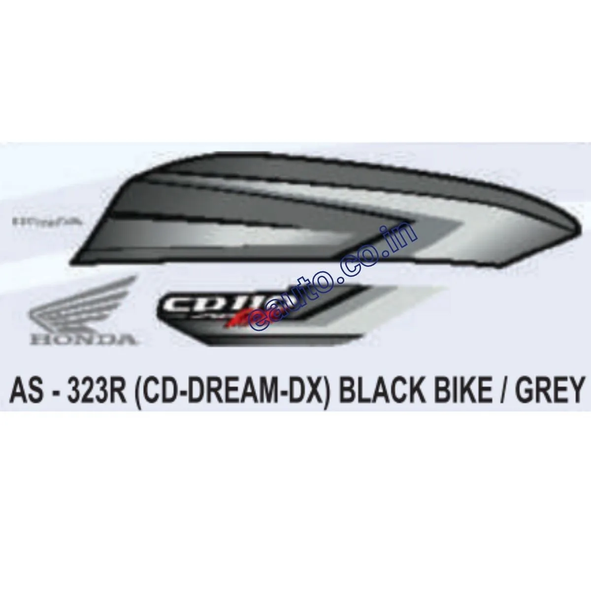 Graphics Sticker Set for Honda CD 110 Dream DX | Type 2 | Black Vehicle | Grey Sticker | Both Sides