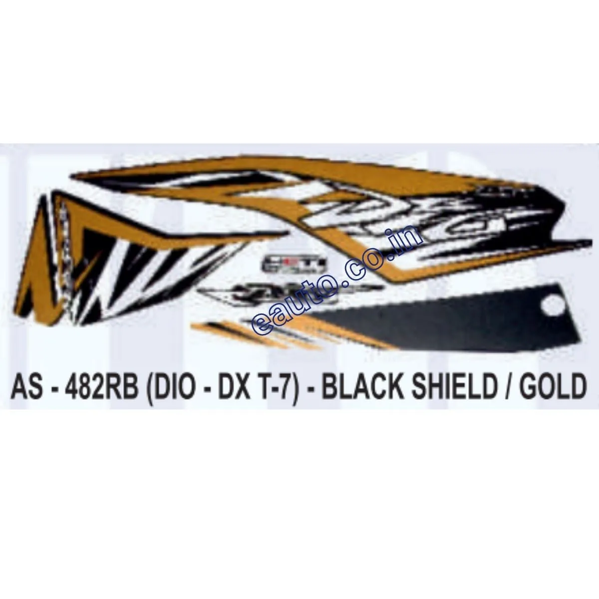 Graphics Sticker Set for Honda Dio DX | Type 7 | Black & Gold Sticker | Both Sides