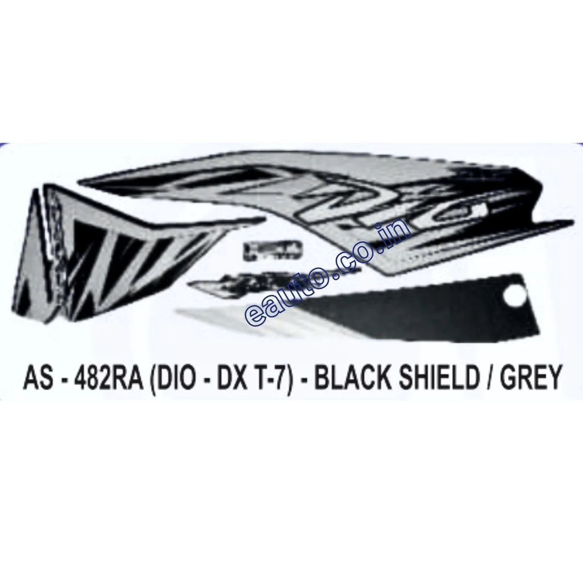 Graphics Sticker Set for Honda Dio DX | Type 7 | Black & Grey Sticker | Both Sides