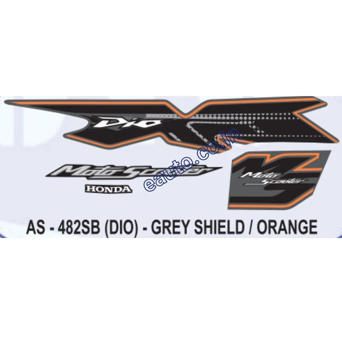 Graphics Sticker Set for Honda Dio | MotoScooter | Grey & Orange Sticker | Both Sides
