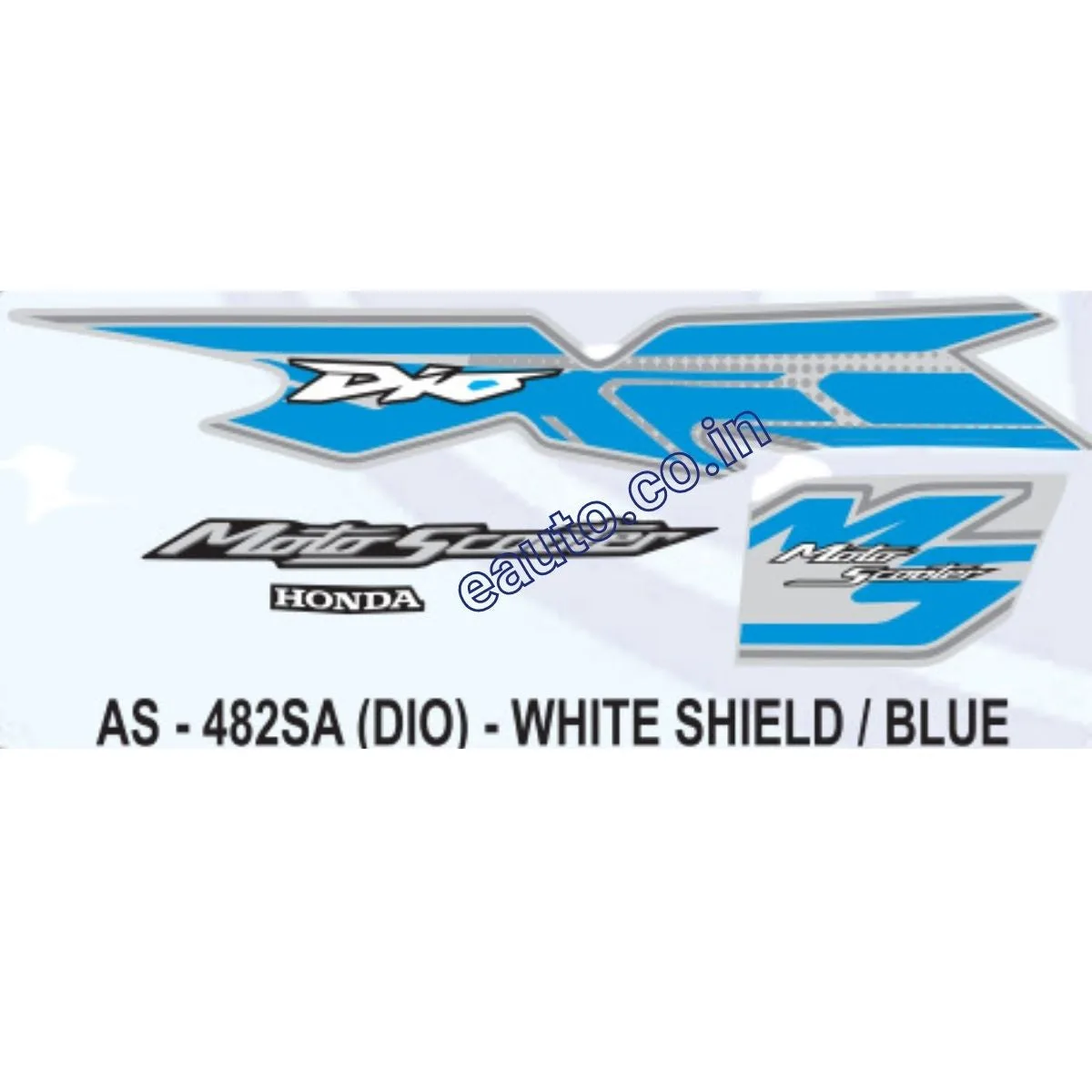 Graphics Sticker Set for Honda Dio | MotoScooter | Whilte & Blue Sticker | Both Sides