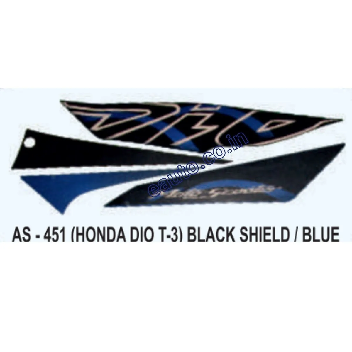 Graphics Sticker Set for Honda Dio | Type 3 | Black & Blue Sticker | Both Sides