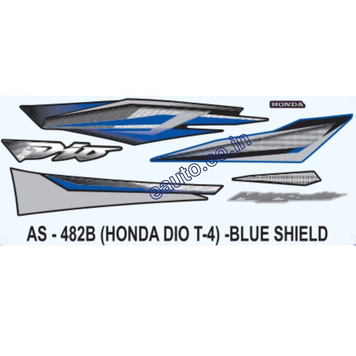 Graphics Sticker Set for Honda Dio | Type 4 | Blue Sticker | Both Sides