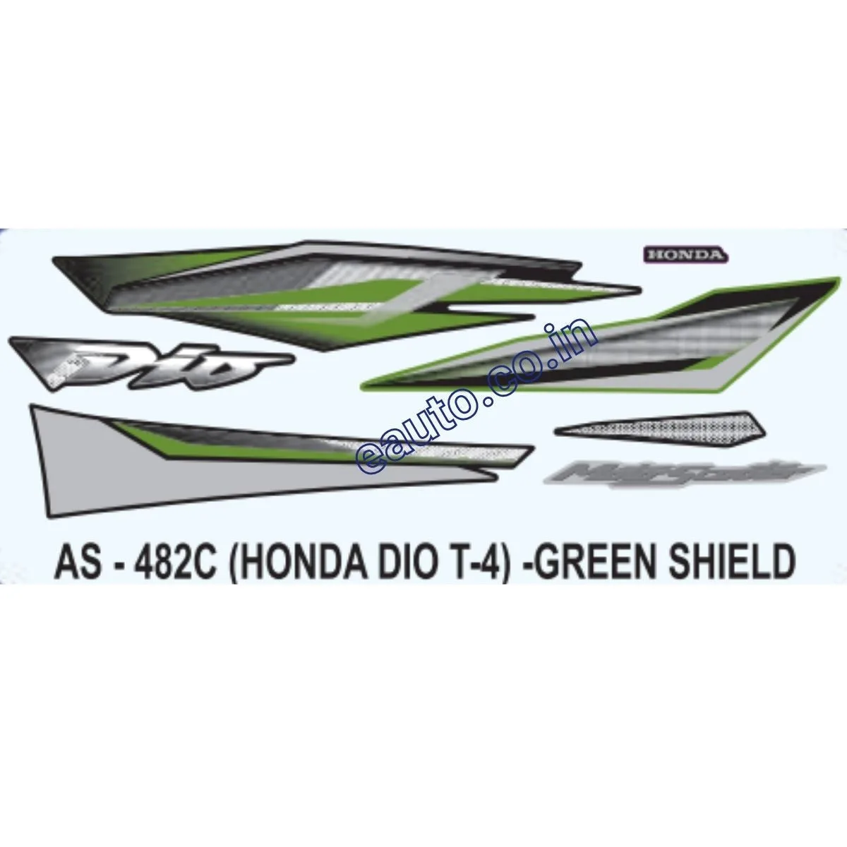 Graphics Sticker Set for Honda Dio | Type 4 | Green Sticker | Both Sides