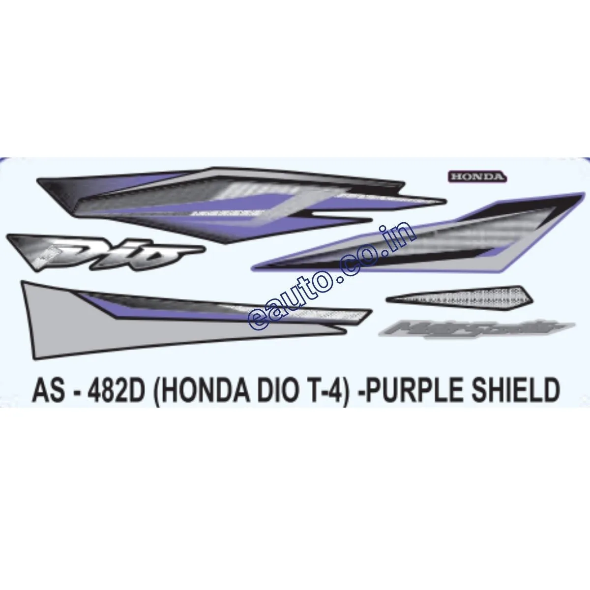 Graphics Sticker Set for Honda Dio | Type 4 | Purple Sticker | Both Sides