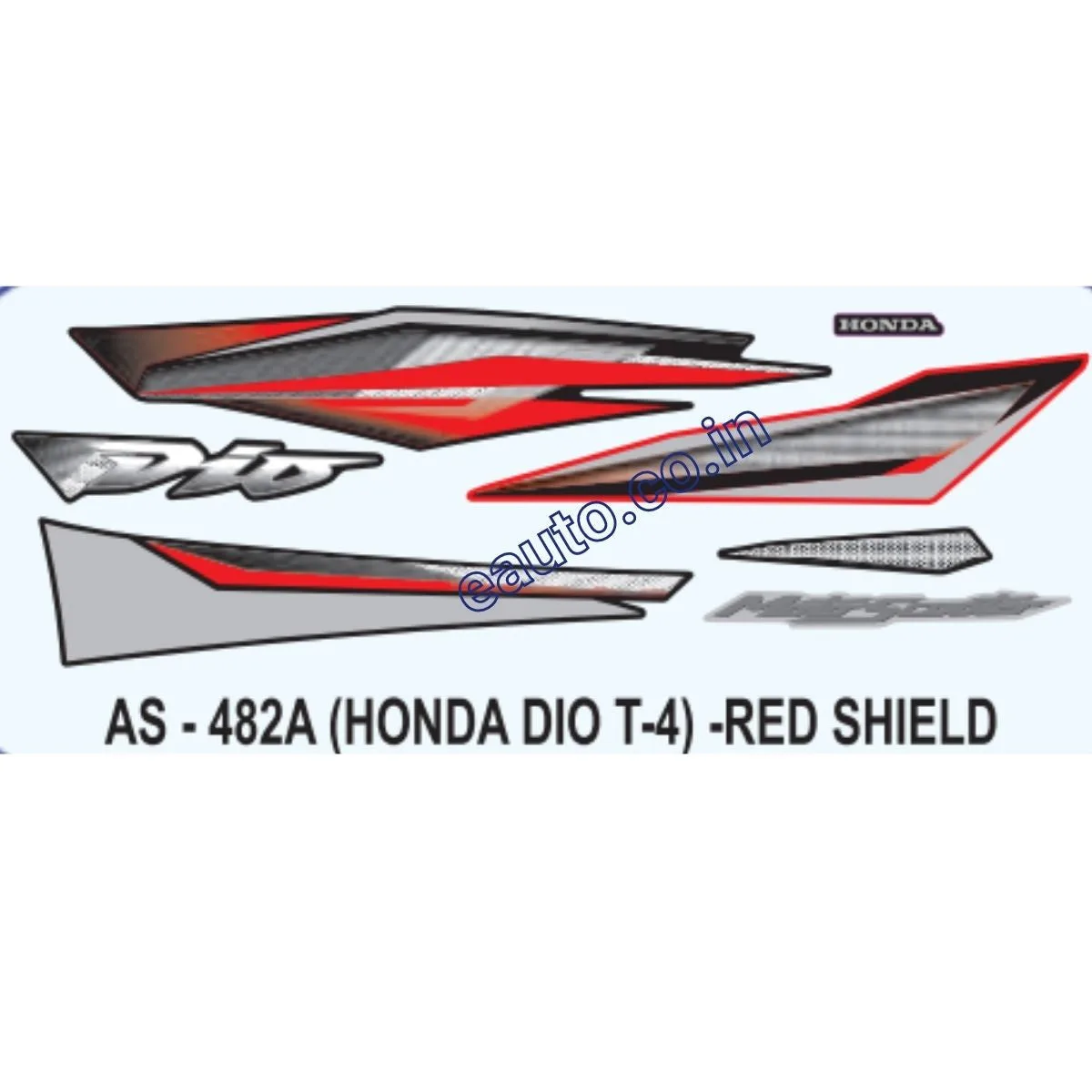 Graphics Sticker Set for Honda Dio | Type 4 | Red Vehicle | Both Sides