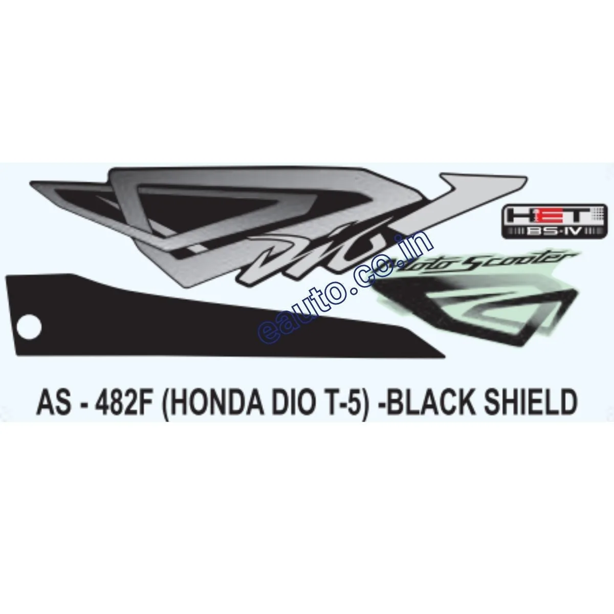 Graphics Sticker Set for Honda Dio | Type 5 | Black Sticker | Both Sides