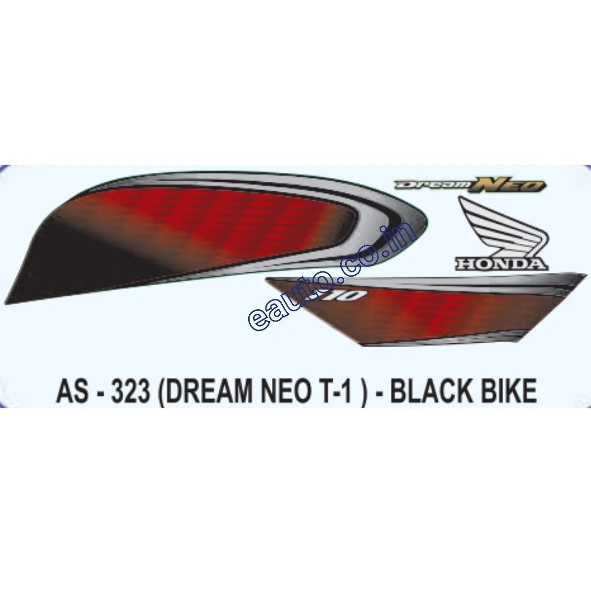 Graphics Sticker Set for Honda Dream Neo | Type 1 | Black Vehicle | Both Sides