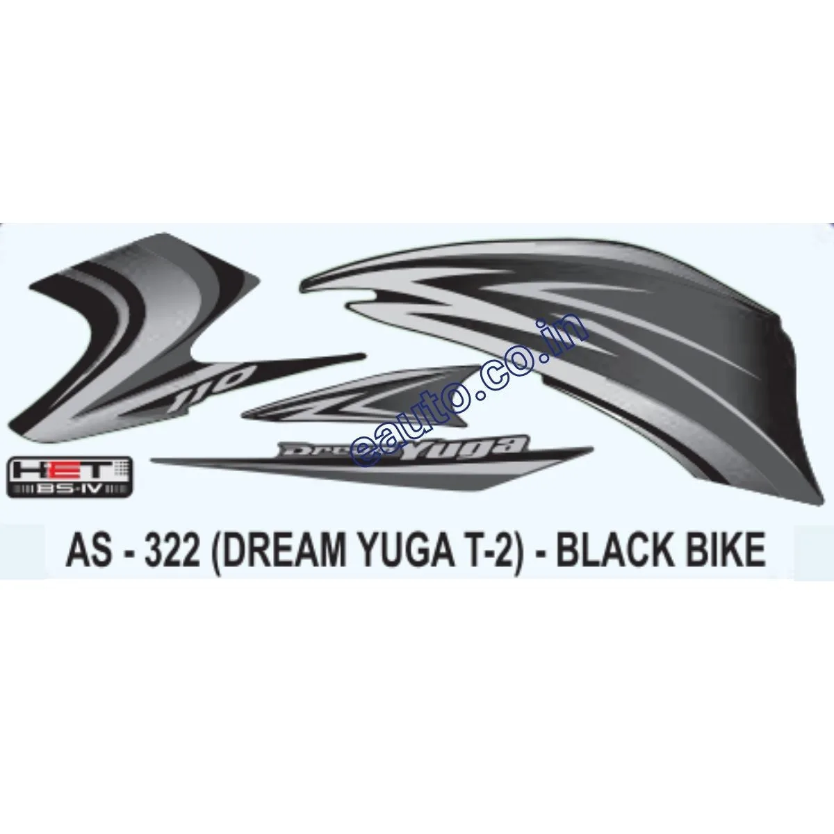 Graphics Sticker Set for Honda Dream Yuga 110 | HET BS4 Type 2 | Black Vehicle | Both Sides