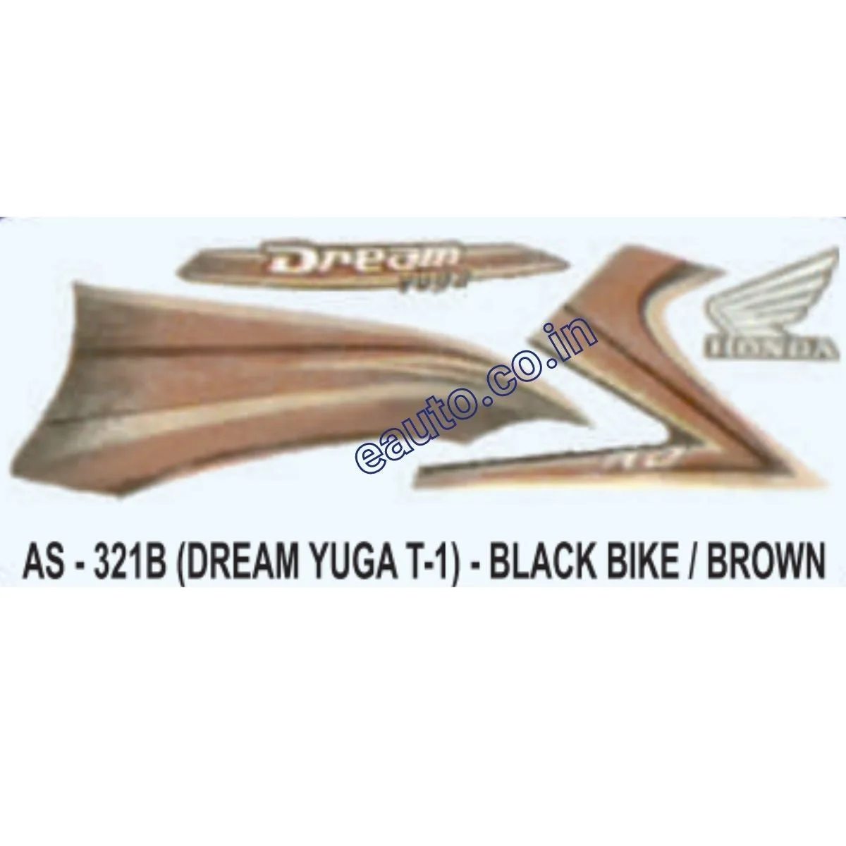 Graphics Sticker Set for Honda Dream Yuga 110 | Type 1 | Black Vehicle | Brown Sticker | Both Sides