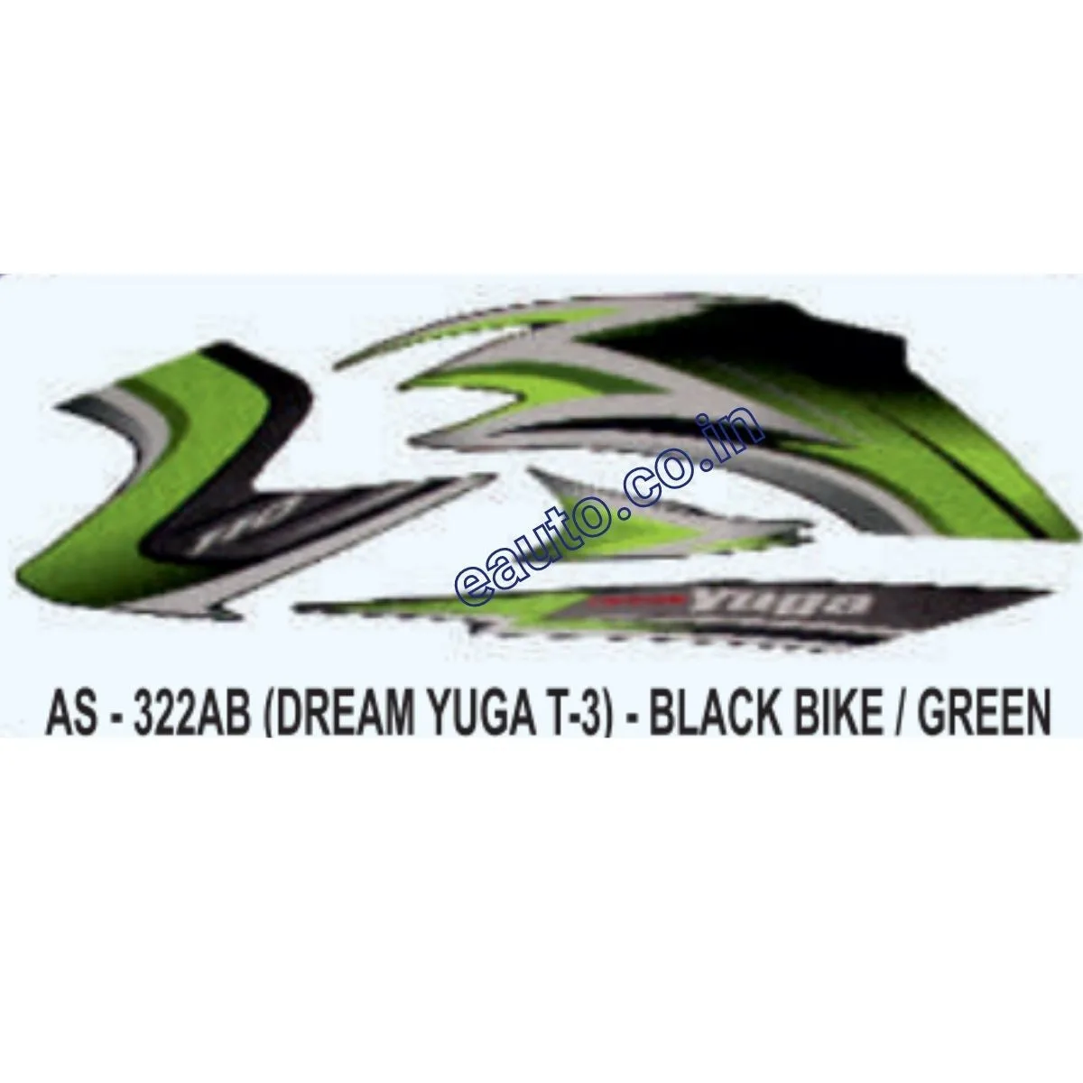 Graphics Sticker Set for Honda Dream Yuga | Type 3 | Black Vehicle | Green Sticker | Both Sides