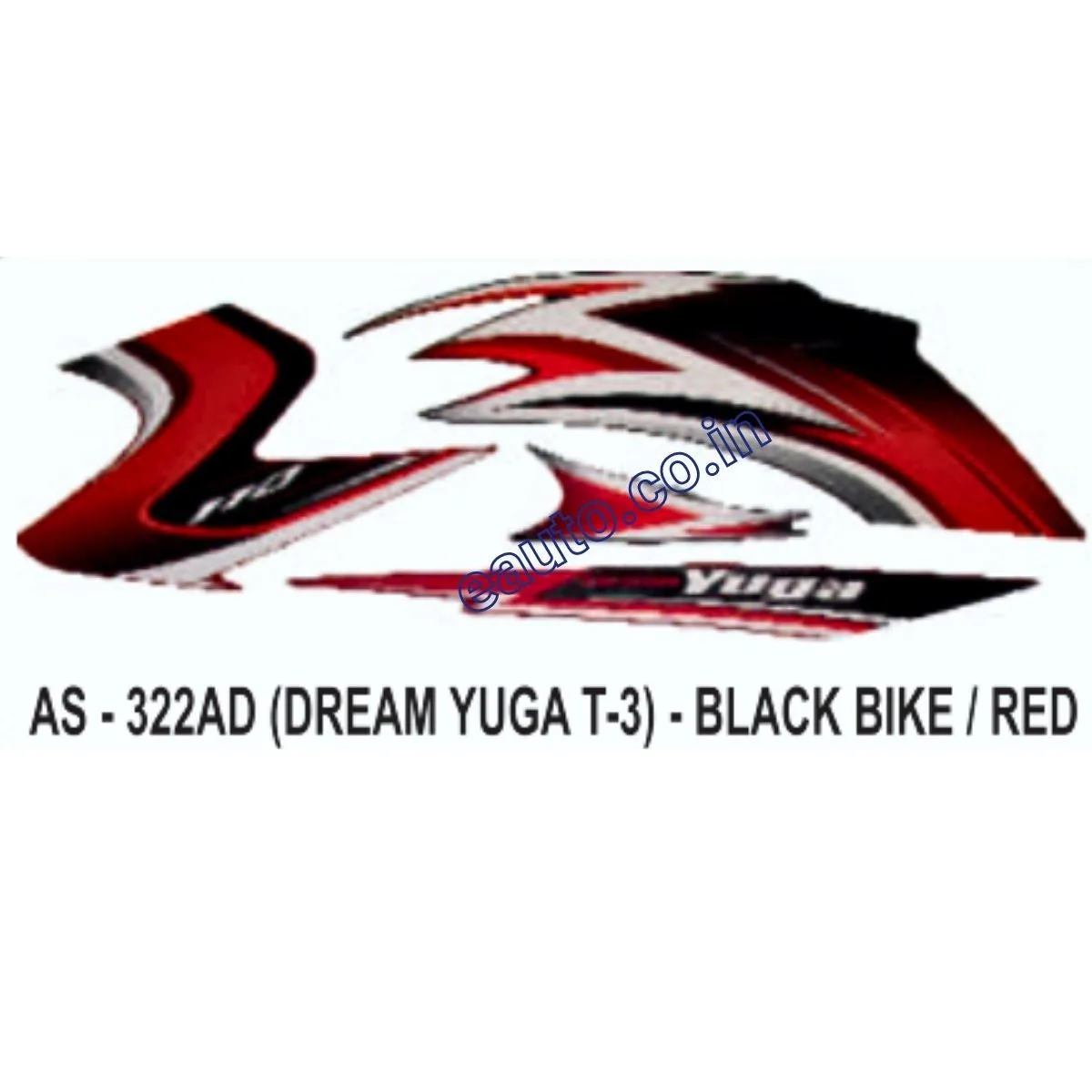 Graphics Sticker Set for Honda Dream Yuga | Type 3 | Black Vehicle | Red Sticker | Both Sides