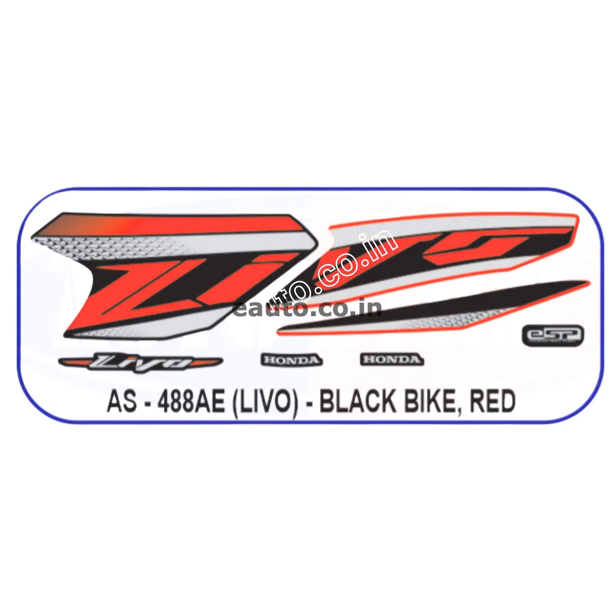 Graphics Sticker Set for Honda Livo | Black Vehicle | Black & Red Sticker | Both Sides
