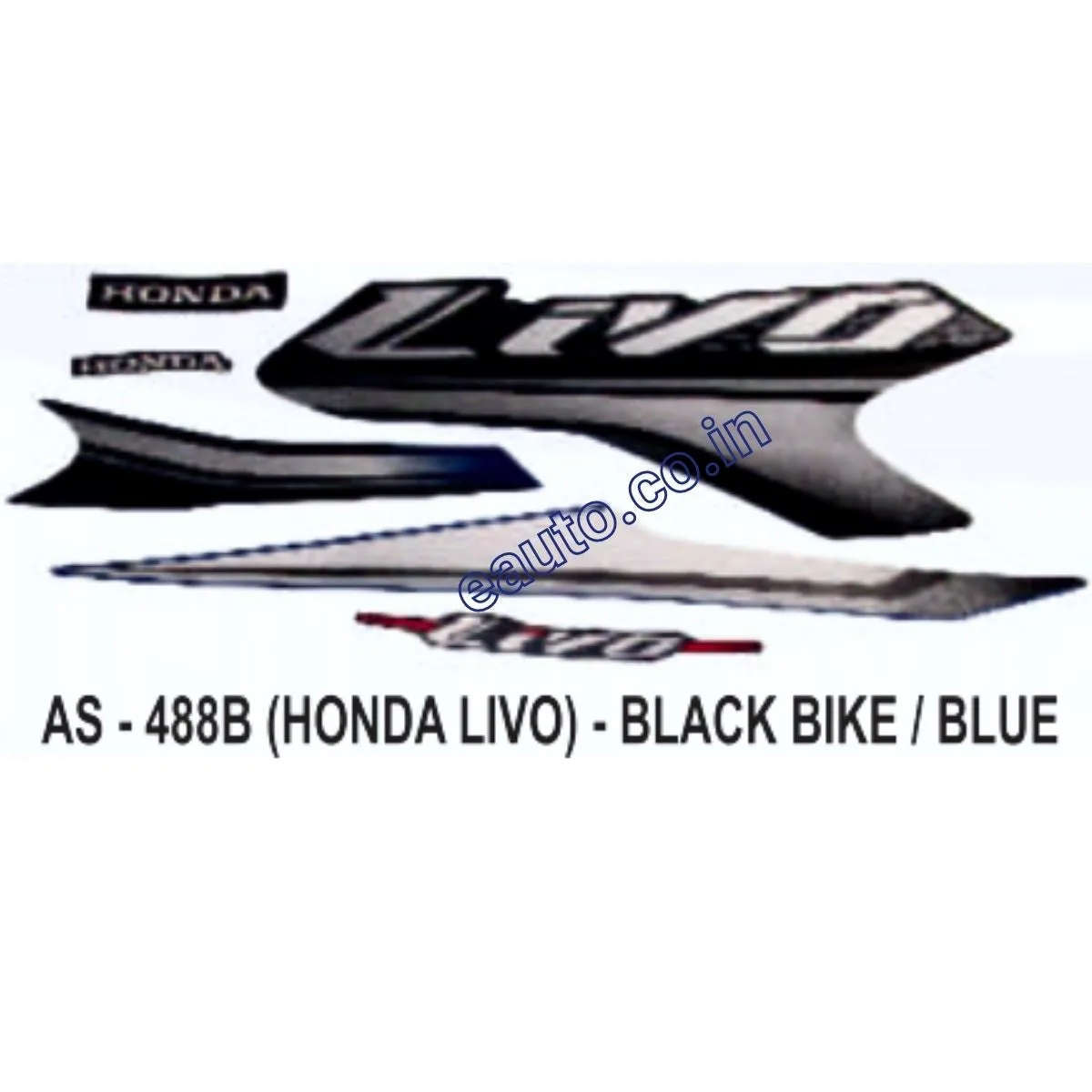 Graphics Sticker Set for Honda Livo | Black Vehicle | Blue Sticker | Both Sides
