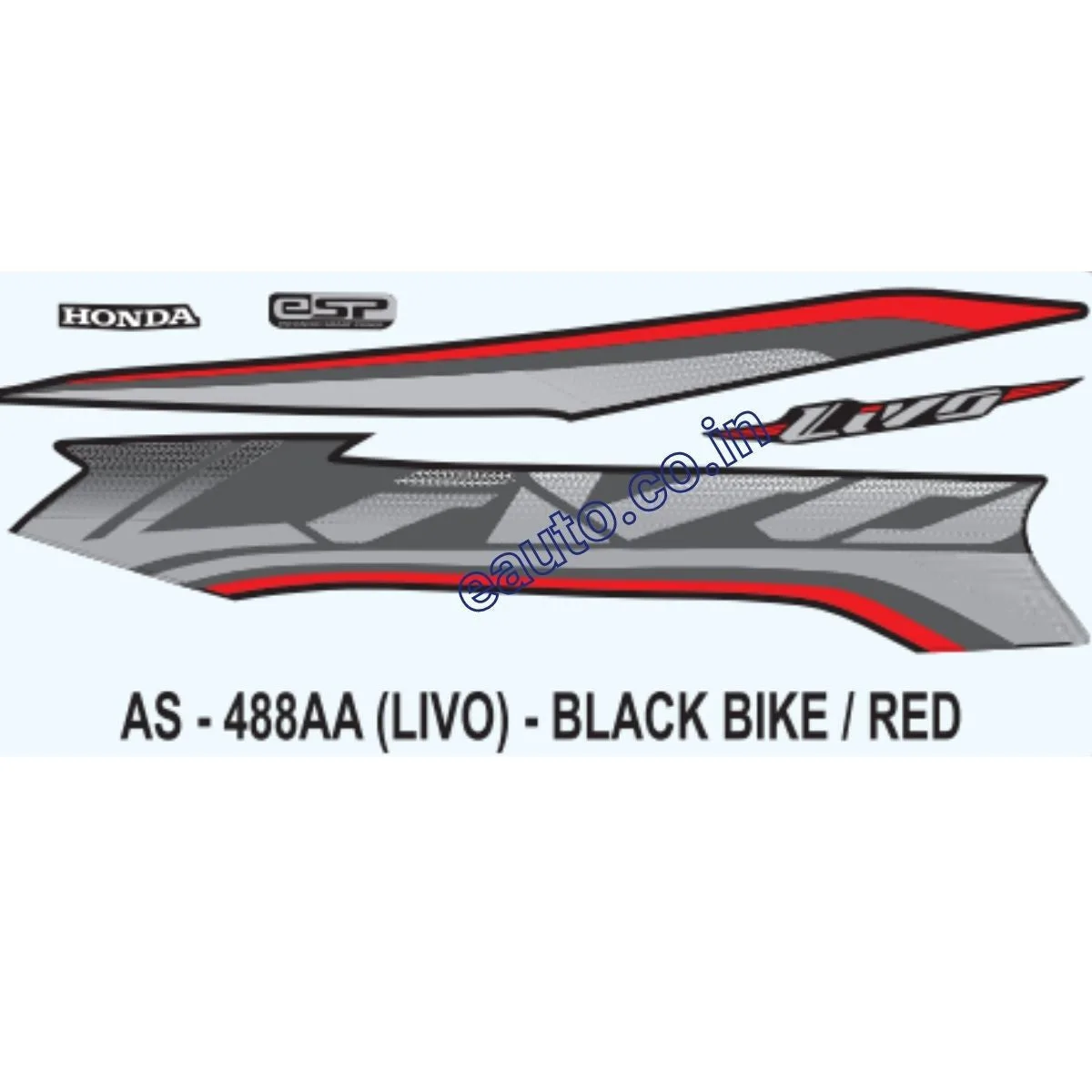 Graphics Sticker Set for Honda Livo | Black Vehicle | Red & Black Sticker | Both Sides