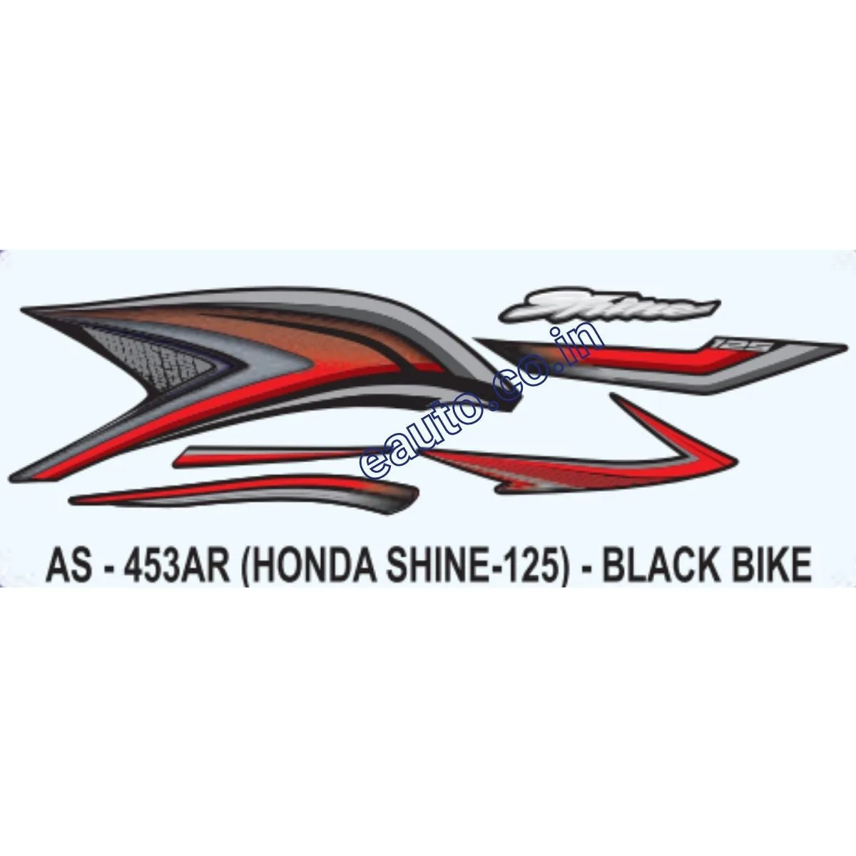 Graphics Sticker Set for Honda Shine 125 | Black Vehicle | Both Sides