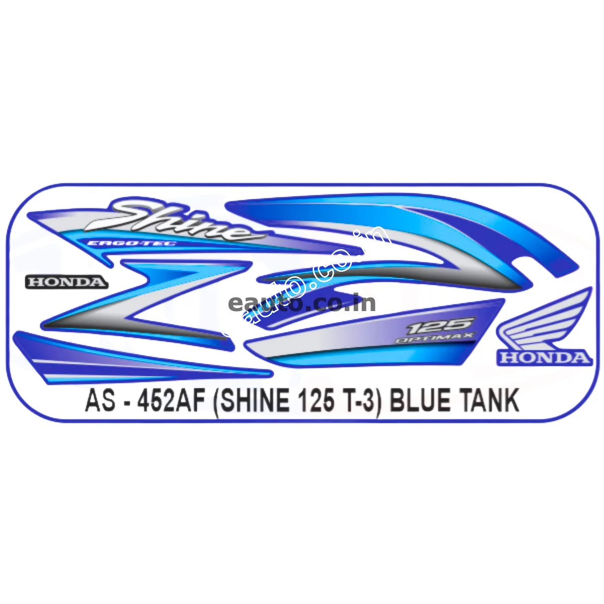 Graphics Sticker Set for Honda Shine 125 | Type 3 | Blue Tank Sticker | Both Sides