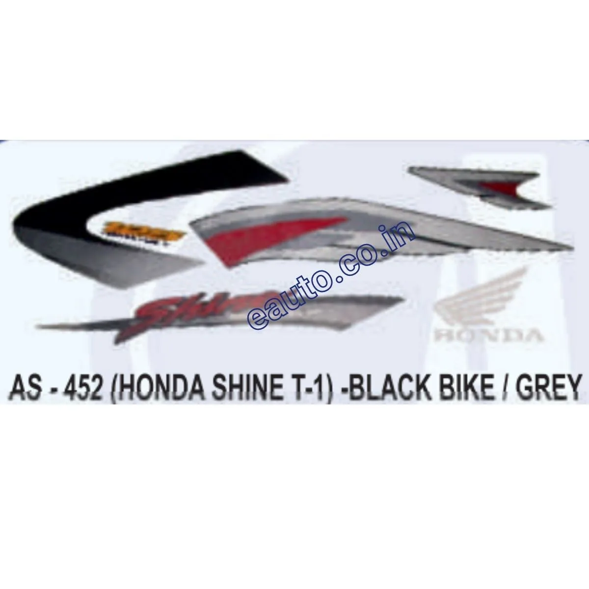 Graphics Sticker Set for Honda Shine | Type 1 | Black Vehicle | Grey Sticker | Both Sides