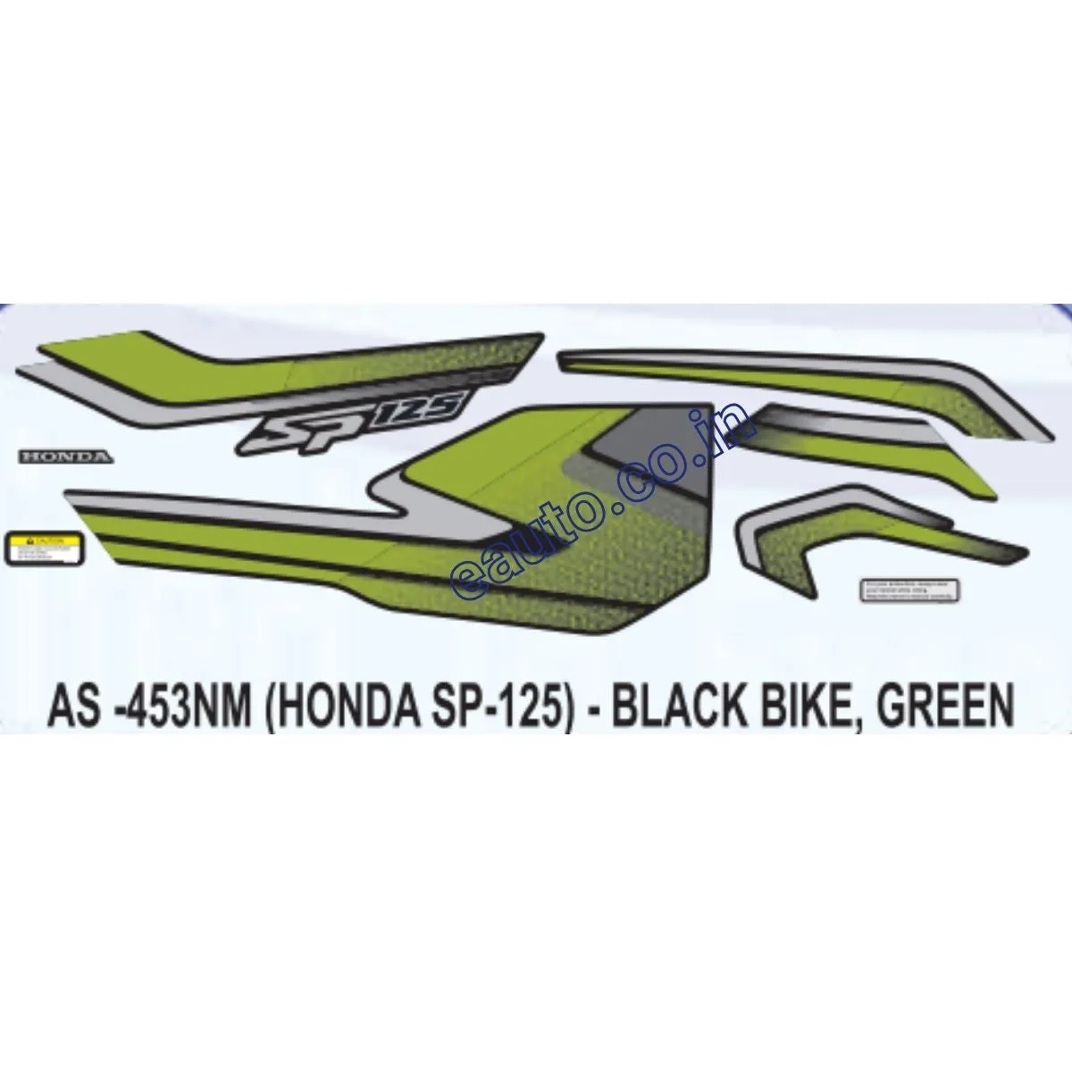 Graphics Sticker Set for Honda SP 125 | Black Vehicle | Green Sticker | Both Sides