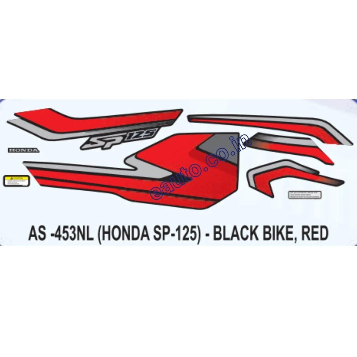 Graphics Sticker Set for Honda SP 125 | Matte Blue Vehicle | Red Sticker | Both Sides