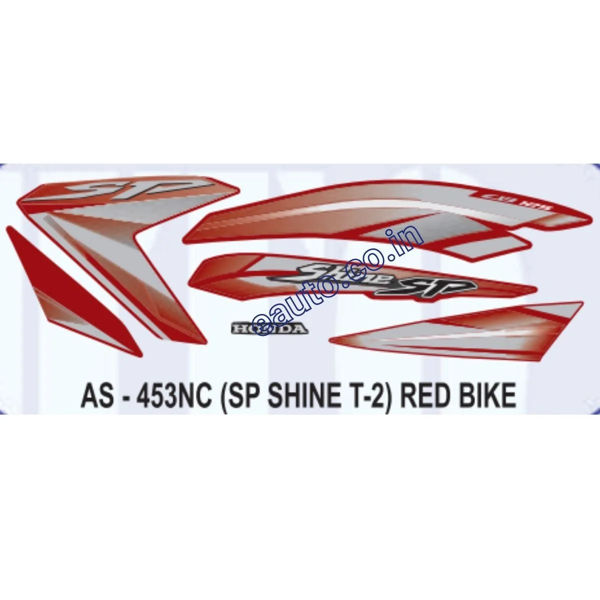 Graphics Sticker Set for Honda SP Shine | Type 2 | Red Vehicle | Both Sides