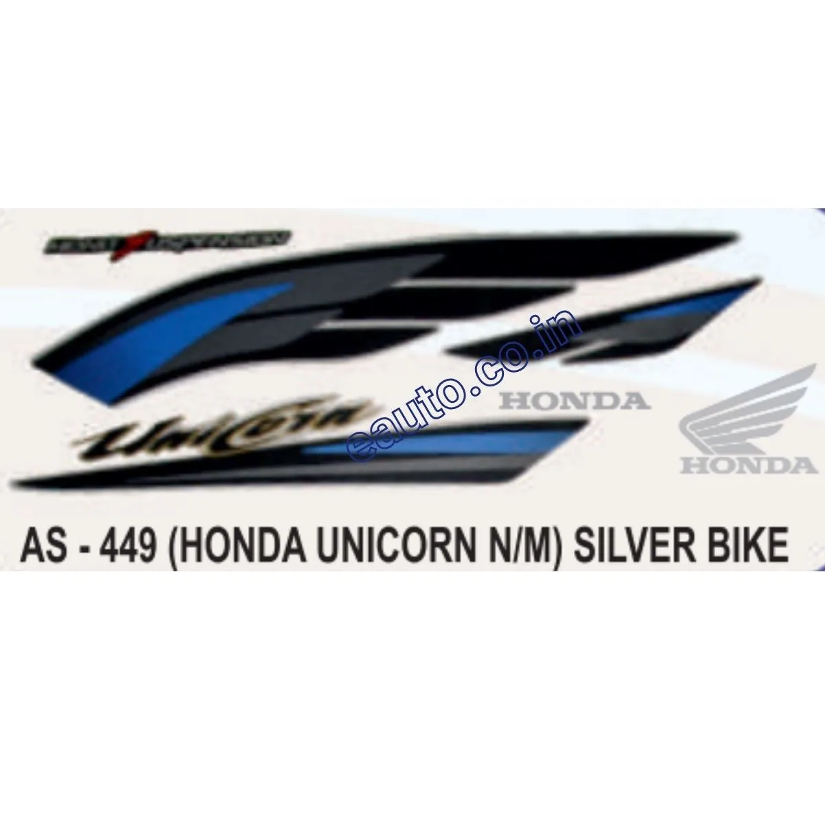 Graphics Sticker Set for Honda Unicorn | New Model | Silver Vehicle | Both Sides